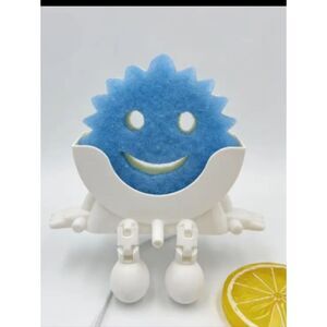 Smiley 2 Pc Kitchen Sponge And Holder Set New